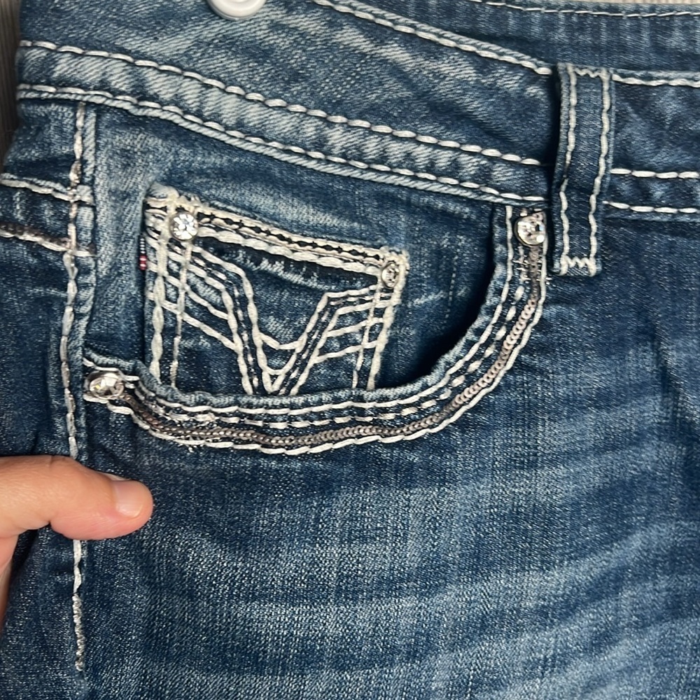 Women’s Vigoss Jean Shorts Bling Size 14 Dark Wash - Picture 2 of 7